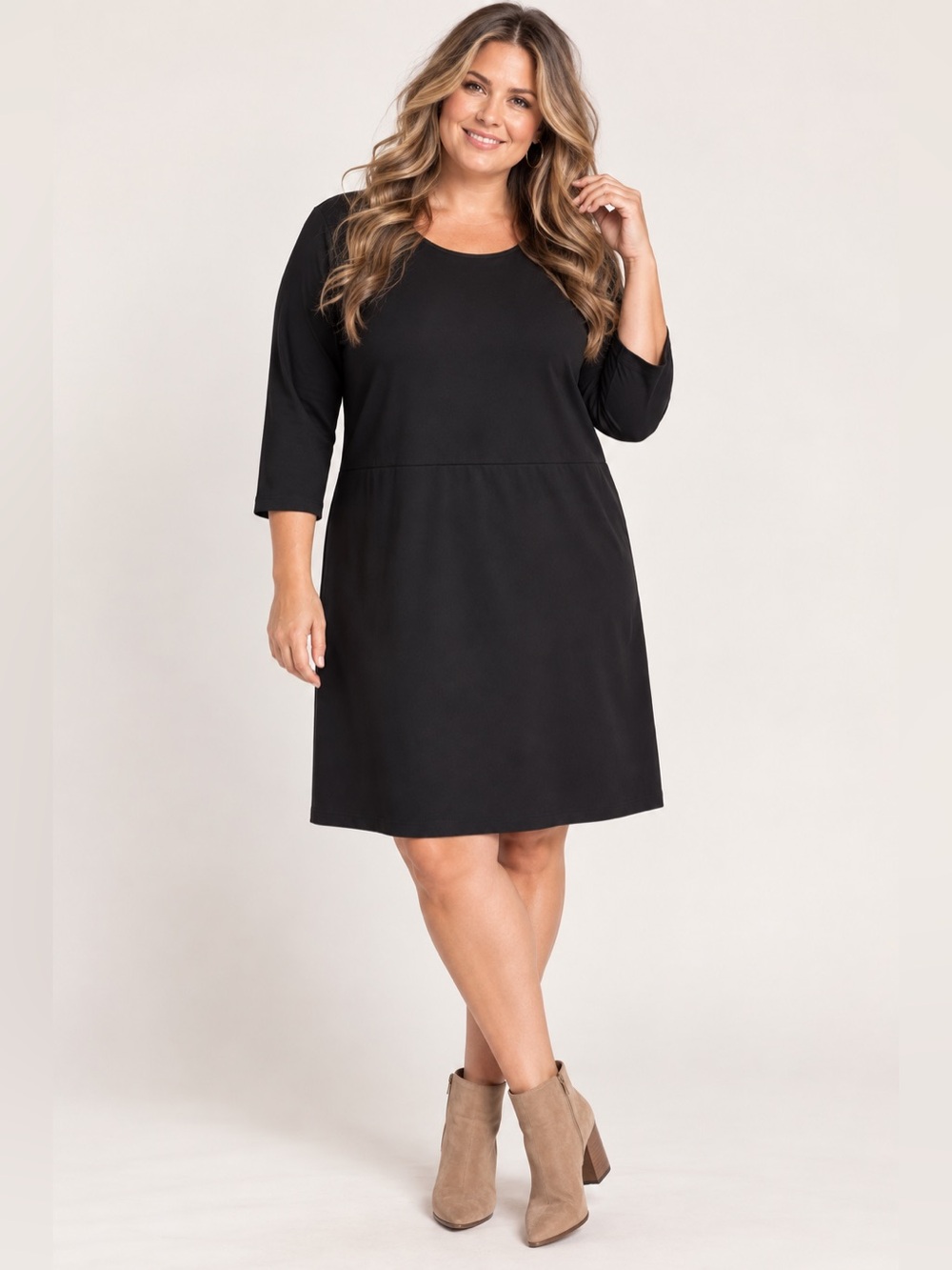 Old Navy Black Ponte Knit Sheath Dress XXL 3/4 Sleeve
